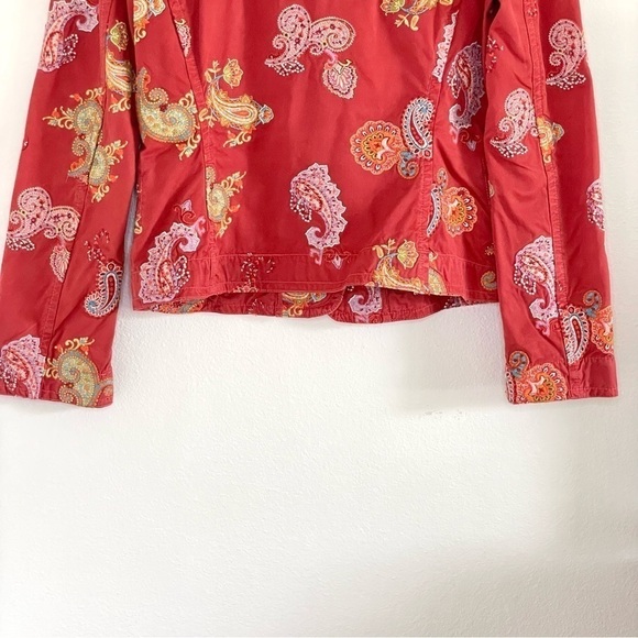 Johnny Was Paisley Floral Embroidered Twill Cotton Jacket Red Orange Medium - Picture 6 of 14